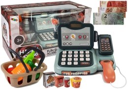 LEAN Toys Zestaw Sklepowy Kasa z Mikrofonem, Dźwiękiem, Terminalem