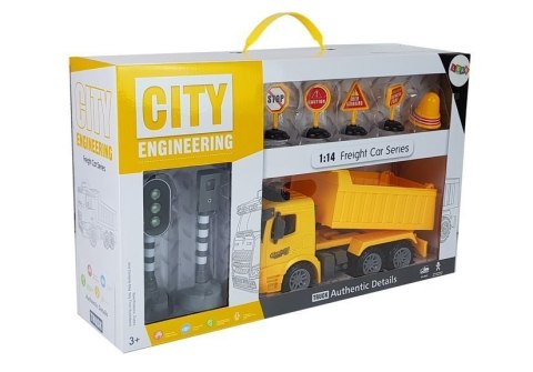 LEAN Toys Zestaw Wywrotka 1:14 Znaki Drogowe Światła Fotoradar Żółta LEAN Toys Zestaw Wywrotka 1:14 Znaki Drogowe Światła Fotoradar Żółta