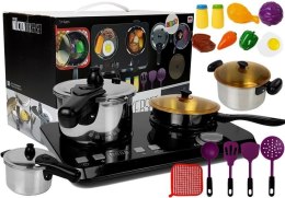 LEAN Toys Zestaw kuchenny ze stali nierdzewnej Płyta Indukcyjna 32 elementy