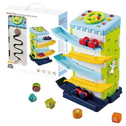 LEAN Toys Zjeżdżalnia Blok Tor Edukacyjny z Autkami Sorter Światła Dźwięki