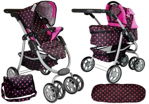 Alice Wózek Spacerówka 2 w1 z Torbą Gondola Czarno- Różowy Alice Wózek Spacerówka 2 w1 z Torbą Gondola Czarno- Różowy