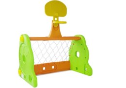 LEAN Toys Bramka Piłkarska Koszykówka 2w1 Dla Dzieci Zielono Pomarańczowa