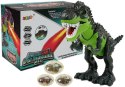 LEAN Toys Dinozaur Na Baterie Składa Jaja Zieje Ogniem Para Wodna Zielony