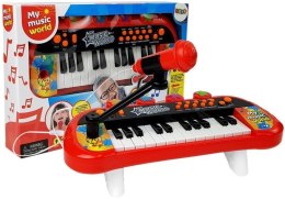 LEAN Toys Keyboard Pianinko 24 Klawisze USB Mikrofon Czerwony