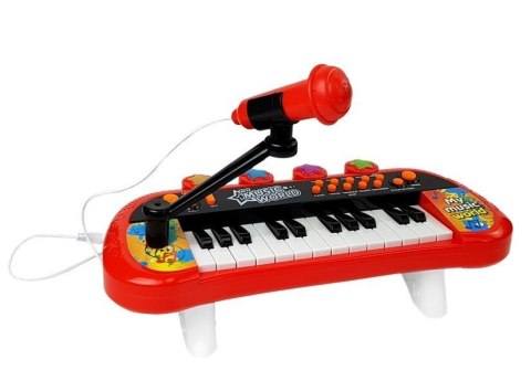 LEAN Toys Keyboard Pianinko 24 Klawisze USB Mikrofon Czerwony LEAN Toys Keyboard Pianinko 24 Klawisze USB Mikrofon Czerwony