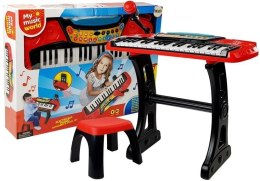 LEAN Toys Keyboard ze Statywem Krzesełkiem 37 Klawiszy Czerwony