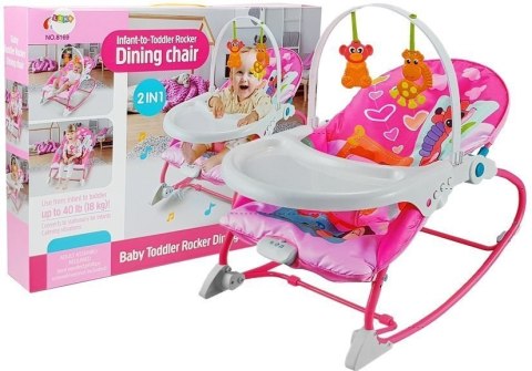 LEAN Toys Kołyska Bujaczek Fotelik Krzesełko do Karmienia 2 w 1 Różowy LEAN Toys Kołyska Bujaczek Fotelik Krzesełko do Karmienia 2 w 1 Różowy