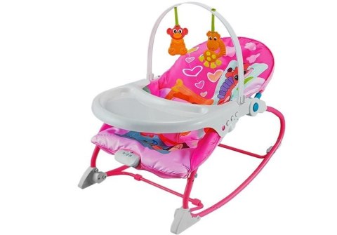 LEAN Toys Kołyska Bujaczek Fotelik Krzesełko do Karmienia 2 w 1 Różowy LEAN Toys Kołyska Bujaczek Fotelik Krzesełko do Karmienia 2 w 1 Różowy