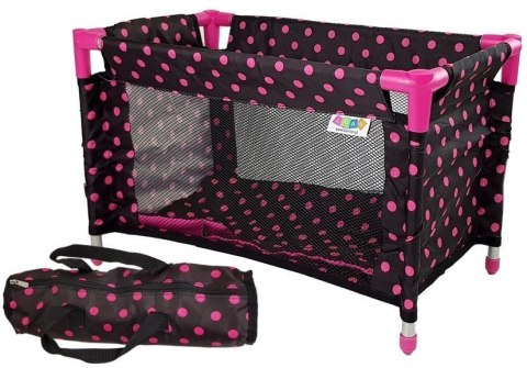 LEAN Toys Łóżeczko Łóżko dla Lalek Alice Czarno-Różowe LEAN Toys Łóżeczko Łóżko dla Lalek Alice Czarno-Różowe