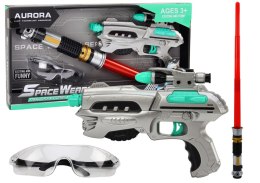 LEAN Toys Zestaw Kosmiczny Miecz Świetlny Pistolet Okulary Ochronne