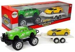 LEAN Toys Zestaw Pojazdów Auto Sportowe Żółte Terenowe Zielone z Napędem Frykcyjnym