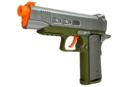 LEAN Toys Zestaw Policyjny Pistolet 20cm Odznaka Gwizdek Kabura Efekty Świetlne Dźwięk