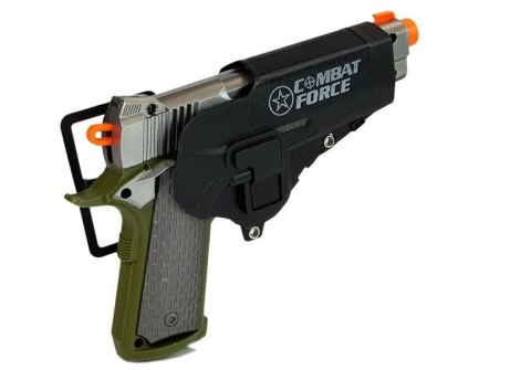 LEAN Toys Zestaw Policyjny Pistolet 20cm Odznaka Gwizdek Kabura Efekty Świetlne Dźwięk LEAN Toys Zestaw Policyjny Pistolet 20cm Odznaka Gwizdek Kabura Efekty Świetlne Dźwięk
