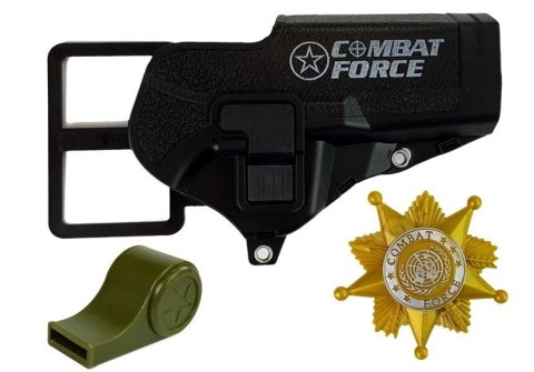 LEAN Toys Zestaw Policyjny Pistolet 20cm Odznaka Gwizdek Kabura Efekty Świetlne Dźwięk LEAN Toys Zestaw Policyjny Pistolet 20cm Odznaka Gwizdek Kabura Efekty Świetlne Dźwięk