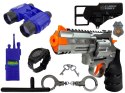 LEAN Toys Zestaw Policyjny Pistolet Kajdanki Lornetka Gwizdek Zegarek Odznaka