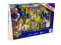 LEAN Toys Zestaw Policyjny Pistolet Kajdanki Lornetka Gwizdek Zegarek Odznaka