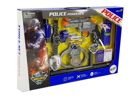 LEAN Toys Zestaw Policyjny Pistolet Kajdanki Lornetka Gwizdek Zegarek Odznaka LEAN Toys Zestaw Policyjny Pistolet Kajdanki Lornetka Gwizdek Zegarek Odznaka