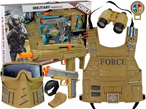 LEAN Toys Zestaw Wojskowy Broń Maska Lornetka Kamizelka Kompas LEAN Toys Zestaw Wojskowy Broń Maska Lornetka Kamizelka Kompas