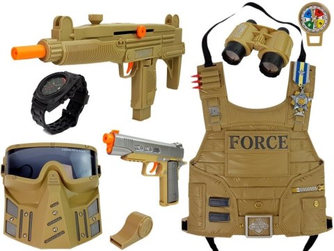 LEAN Toys Zestaw Wojskowy Broń Maska Lornetka Kamizelka Kompas LEAN Toys Zestaw Wojskowy Broń Maska Lornetka Kamizelka Kompas