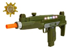 LEAN Toys Zestaw Wojskowy Pistolet Dźwięk Światła Odznaka 37 cm