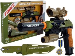 LEAN Toys Zestaw Wojskowy Pistolet Karabin Nóż Medal Celownik Dźwięk