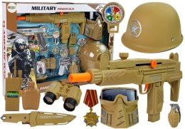 LEAN Toys Zestaw Wojskowy Pistolety Broń z Maską Hełmem Granat Dźwięk