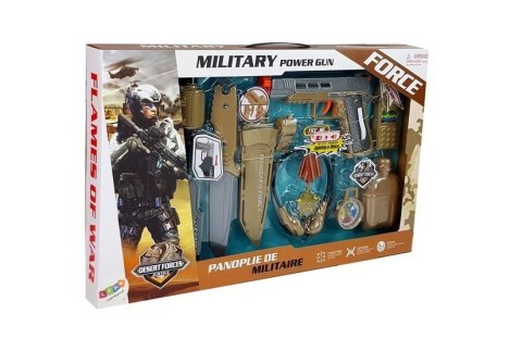 LEAN Toys Zestaw Wojskowy z Akcesoriami Pistolet Nóż Lornetka Słuchawki Gwizdek Krótkofalówka Jasnozielony LEAN Toys Zestaw Wojskowy z Akcesoriami Pistolet Nóż Lornetka Słuchawki Gwizdek Krótkofalówka Jasnozielony