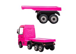 LEAN CARS Naczepa Do Pojazdu Na Akumulator HL358 Mercedes Scania Actros Różowa