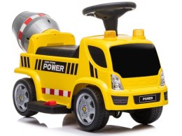 LEAN CARS Pojazd Jeździk Betoniarka Dźwięki Podpórka Na Akumulator Żółta