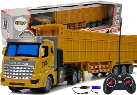 LEAN Toys Ciężarówka Z Dużą Przyczepą Zdalnie Sterowana 27 Mhz 1:48 Żółta LEAN Toys Ciężarówka Z Dużą Przyczepą Zdalnie Sterowana 27 Mhz 1:48 Żółta