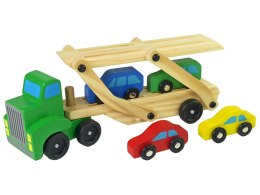 LEAN Toys Drewniana Zielona Laweta Ciężarówka z Samochodzikami Klocki