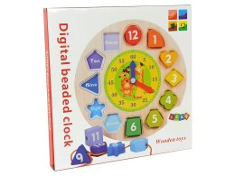 LEAN Toys Drewniany Edukacyjny Zegar Sorter Nauka Cyfry Kształty Kolory