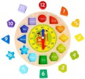 LEAN Toys Drewniany Edukacyjny Zegar Sorter Nauka Cyfry Kształty Kolory