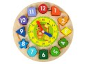 LEAN Toys Drewniany Edukacyjny Zegar Sorter Nauka Cyfry Kształty Kolory