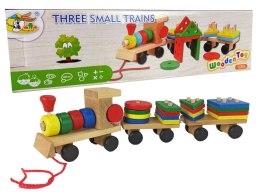 LEAN Toys Drewniany Pociąg Lokomotywa 2 Wagony Odpinane