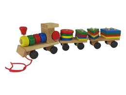 LEAN Toys Drewniany Pociąg Lokomotywa 2 Wagony Odpinane