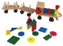 LEAN Toys Drewniany Pociąg Lokomotywa 2 Wagony Odpinane