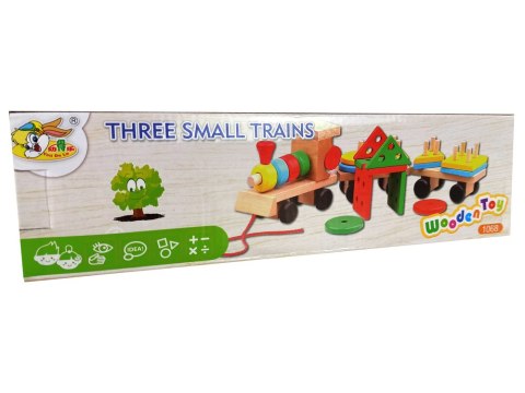 LEAN Toys Drewniany Pociąg Lokomotywa 2 Wagony Odpinane LEAN Toys Drewniany Pociąg Lokomotywa 2 Wagony Odpinane