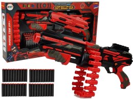 LEAN Toys Duży Pistolet Karabin Na Piankowe Naboje 40 Sztuk Czerwono- Czarny Celownik