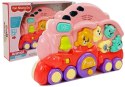 LEAN Toys Interaktywna Lokomotywa ze Zwierzętami Odgłosy Zwierząt Efekty Świetlne Różowa