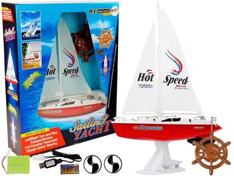 LEAN Toys Łódź Żaglówka Zdalnie Sterowana 50 cm Pilot Ster 27 Mhz 15 km/h Czerwona LEAN Toys Łódź Żaglówka Zdalnie Sterowana 50 cm Pilot Ster 27 Mhz 15 km/h Czerwona