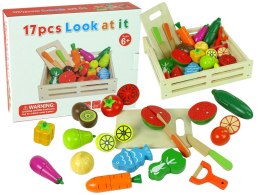 LEAN Toys Owoce Warzywa Drewniane w Skrzyni Na Magnes Kuchnia
