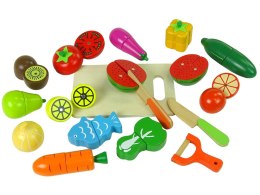 LEAN Toys Owoce Warzywa Drewniane w Skrzyni Na Magnes Kuchnia
