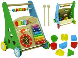 LEAN Toys Pchacz Drewniany Sorter Kolorowy Figury Geometryczne Cymbałki Koraliki