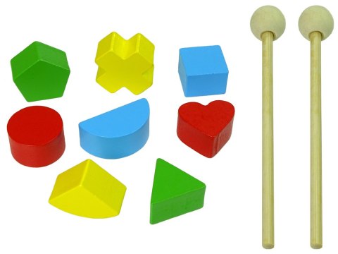 LEAN Toys Pchacz Drewniany Sorter Kolorowy Figury Geometryczne Cymbałki Koraliki LEAN Toys Pchacz Drewniany Sorter Kolorowy Figury Geometryczne Cymbałki Koraliki