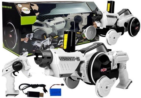 LEAN Toys Pistolet Wyrzutnia Autko 2 w 1 Zdalnie Sterowany Piankowe Krążki Biały 2,4 G LEAN Toys Pistolet Wyrzutnia Autko 2 w 1 Zdalnie Sterowany Piankowe Krążki Biały 2,4 G