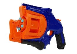 LEAN Toys Pistolet na Piankowe Naboje 48 sztuk Obrotowy Magazynek Niebiesko- Pomarańczowy