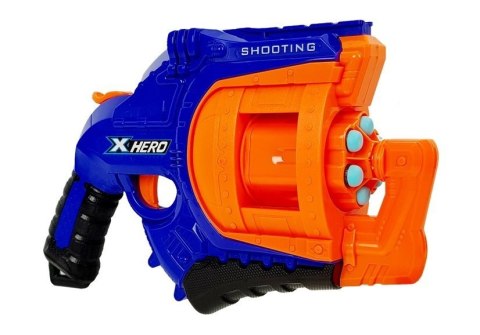 LEAN Toys Pistolet na Piankowe Naboje 48 sztuk Obrotowy Magazynek Niebiesko- Pomarańczowy LEAN Toys Pistolet na Piankowe Naboje 48 sztuk Obrotowy Magazynek Niebiesko- Pomarańczowy