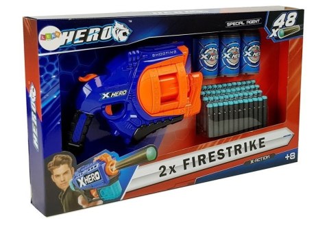 LEAN Toys Pistolet na Piankowe Naboje 48 sztuk Obrotowy Magazynek Niebiesko- Pomarańczowy LEAN Toys Pistolet na Piankowe Naboje 48 sztuk Obrotowy Magazynek Niebiesko- Pomarańczowy