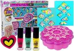 LEAN Toys Zestaw 2 w 1 Do Robienia Bransoletek i Malowania Paznokci Koraliki Lakiery Do Paznokci
